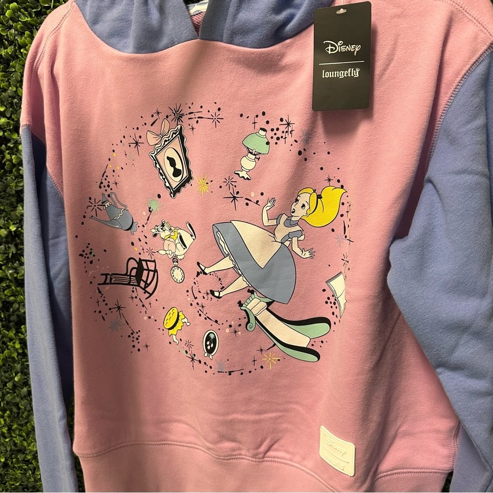 Loungefly Disney Alice Rabbit Hole Crop Hoodie size L - Picture 5 of 10